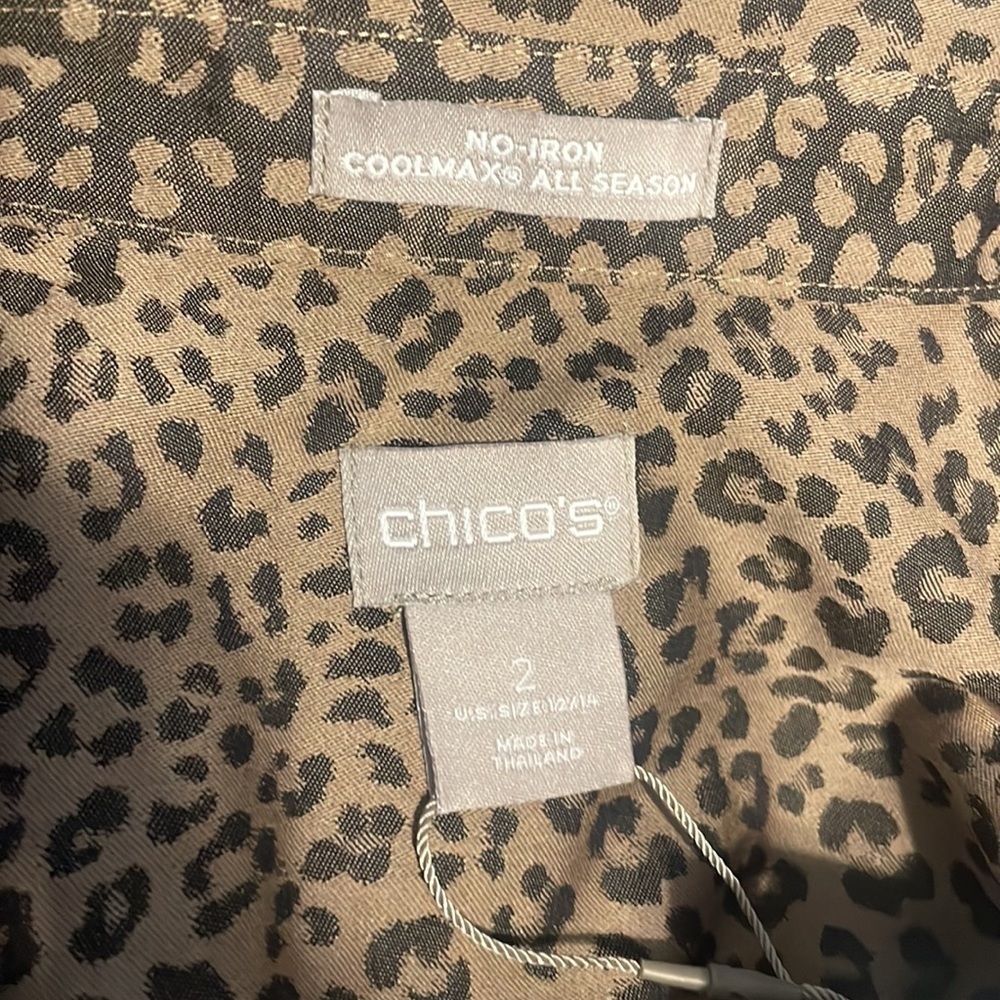 Chico's size 2 animal print long sleeve button down shirt. NWT - Picture 7 of 10